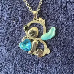 Disney・リロアンドスティッチネックレス宝石キラキラブルーチャーム3.5cm