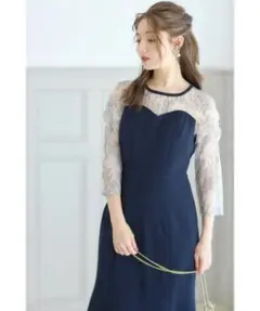 パーティードレス レース長袖