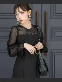 タグ付き新品 OLIVE des OLIVE リボンドッキングワンピース 黒