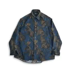 ヴィンテージ 90s リーフ柄 アートデザイン オールドシャツ 個性派古着