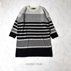 ELVENCE DEUX/ボーダーニット/M/白黒/ゆったり/綺麗め/チュニックのサムネイル