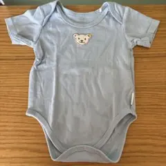 シュタイフ　水色 クマ刺繍　ロンパース 70のサムネイル