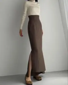 Louere ルエレ　ハイウエストヘリンボーンスリットマーメイドスカート　新品