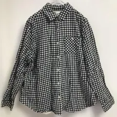 Zoeite ギンガムチェック柄長袖シャツ　裏地ボア付き　３Ｌ　古着