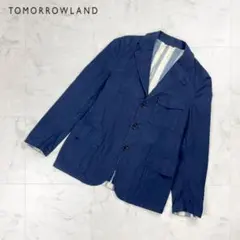 トゥモローランド コットンテーラードジャケット 長袖 背抜き 紺48*HD536