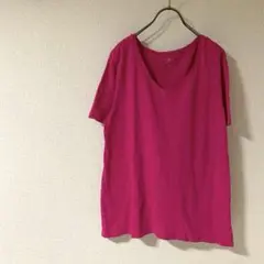 ピンク Vネック 半袖Tシャツ