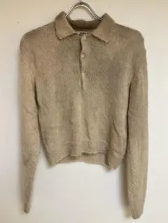25s 3サイズAURALEE モヘアシアーニットポロ ライムグリーン ◇AURALEE（オーラリー）KID MOHAIR SHEER ポロニット（ニット