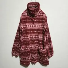 LIVE IN COMFORT ノルディック柄 フリースコート M カジュアルのサムネイル