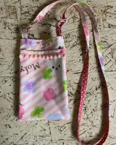 キッズ　ピンクスマホショルダーバッグ　ハンドメイド