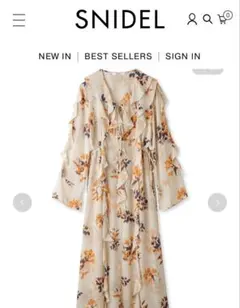 SNIDEL フリル付きフローラルワンピース