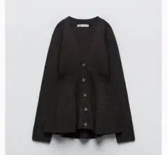 ZARA ザラ フィットウエスト ニットカーディガン M チャコールグレー