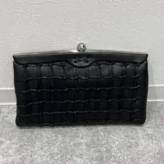 美品 BellGroup 黒のレザー編み込みクラッチバッグ パーティーバッグ