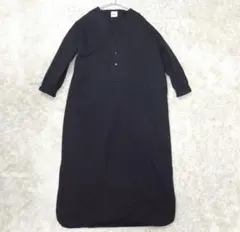 kiino　キイノ　バイオウォッシュツイルヘンリーロングワンピース　黒