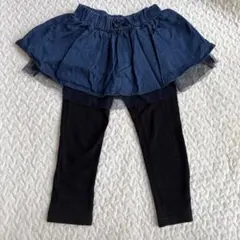 デニムブルー スカートと黒レギンスセット　スカッツ