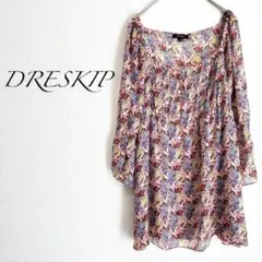【ドレスキップ】チュニック 花柄 ブラウス 総柄 シースルー 日本製 40