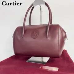 美品 カルティエ マストライン ミニ ボストンバッグ レザー ボルドー