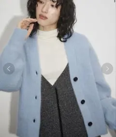 ADAM ET ROPE' アダムエロペ　ファーニットカーディガン Vネック