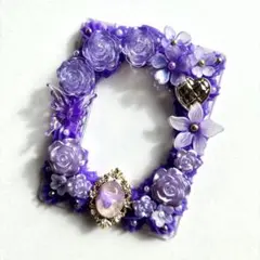 【No.167】ホイップデコ　トレカケース　硬質ケース　紫　薔薇　宝石　花