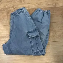GU デニムカーゴパンツ ライトブルー　130cm