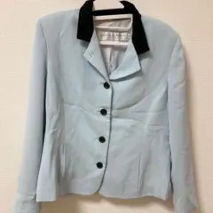 テーラードジャケット 黒襟 5ボタン ジャケット ライトブルー