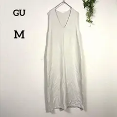 『GU』　Vネック ノースリーブ ニットワンピース　M　ロングワンピース
