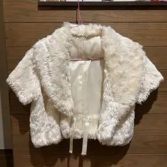ホワイト ファー ボレロ　Mサイズ　結婚式やお呼ばれ用