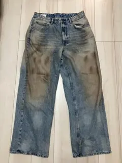 ZARA デニムパンツ ワイドレッグ ウォッシュ加工42のサムネイル