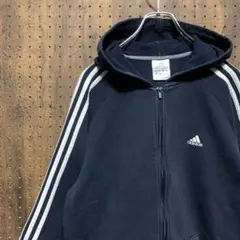 00s アディダス　パーカー　ジップアップ　ロゴ刺繍　suntp051