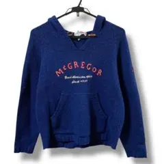 Y*S様 McGREGOR フード付き ニット セーター ネイビー ロゴ刺繍