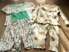 ベビーパジャマセット 90 80 チューリップ柄とハート柄