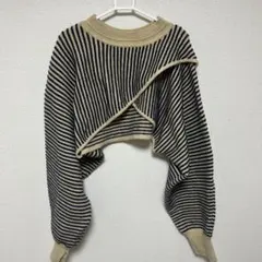 ストライプ クロップドニット 長袖