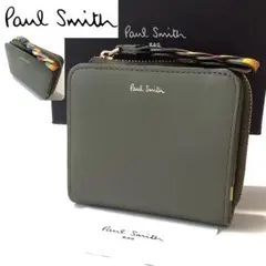 新品★ポールスミス★スワールトリムLファスナー２つ折り財布★カーキグリーン