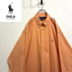超人気❗️ラルフローレン　ワンポイントロゴシャツ　XL 90s刺繍古着希少レア長袖