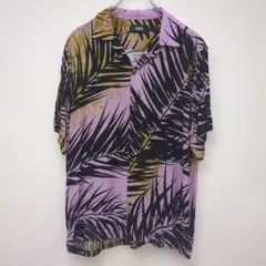 AZUL BY MOUSSY　アロハシャツ　半袖　パープル系リーフ柄　【L】のサムネイル