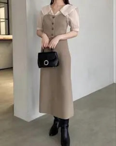 【snidel】ニットドッキングフレアワンピ