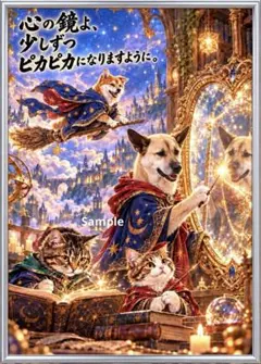 心の鏡に小さな魔法｜犬と猫のファンタジーアート