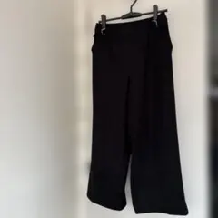 ikka ワイドパンツ ブラック ゴムウエスト 楽ちんパンツ