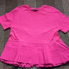 ZARA ピンク 異素材プリーツ Tシャツ