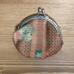 着物生地がま口コインケース オレンジ系