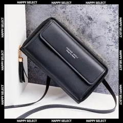 ショルダーバッグ スマホポーチ ミニバッグブラック黒 レディース 斜め掛けお財布