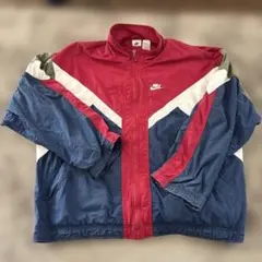 90s Nike レアカラー　ナイロンジャケット Lサイズ 赤紺白　白タグ