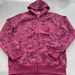 PEANUTS スヌーピー 総柄パーカー M ピンク