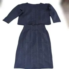 Strawberry-fieldsネイビー編み込みニットセットアップ