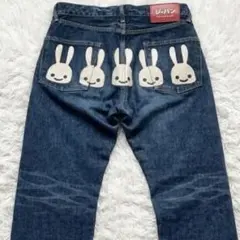 CUNE キューン デカうさぎ デニムパンツ ジーパン ロゴ インディゴ