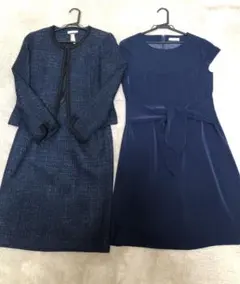 ネイビー ツイード ジャケット スカート ワンピース3点セット