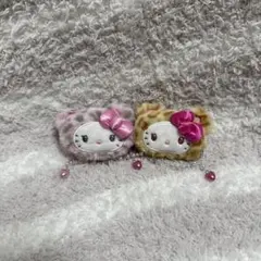 ハローキティ　ギャルクマ　ヒョウ柄 ヘアクリップ　キティ　2種セット