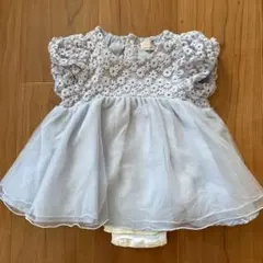 【美品】petit main 花柄レースロンパース 80