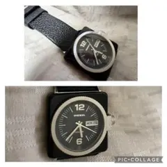 DIESEL アナログ腕時計 電池交換済み稼働品ディーゼルスクエア腕時計ブラック