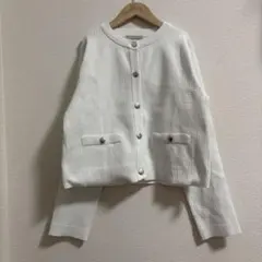 しまむら　カーディガン　リノルーセ　白　M 長袖