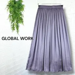 3524【GLOBAL WORK】美品 サテンプリーツスカート パープル M